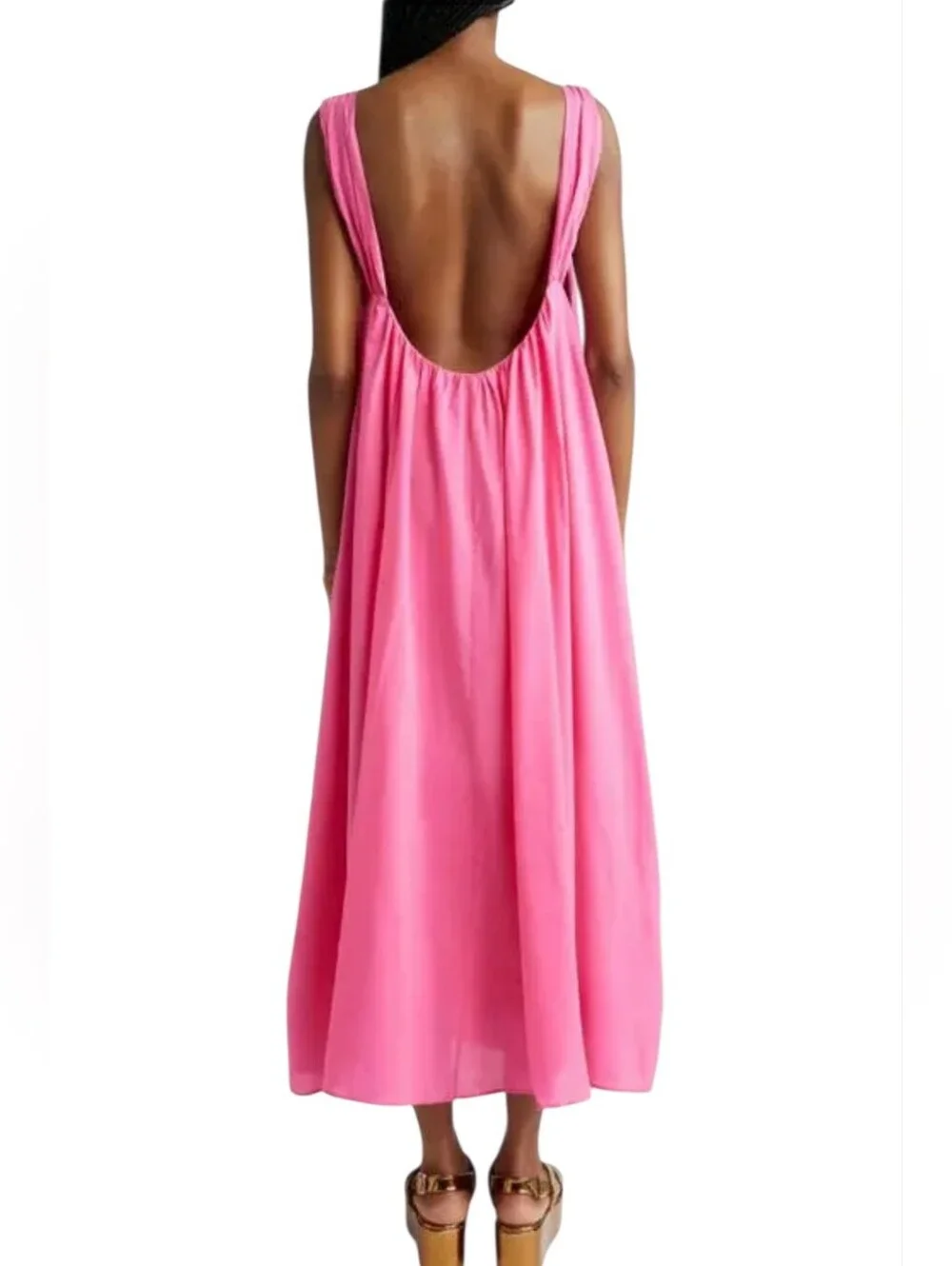 Farm Rio Hot Pink Resortwear Tassles Floral Straps Low Back Flowy Maxi Dress - Picture 10 of 16
